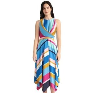 MAGGY London Petite Hanky Midi Dress Stripes Chevron 6P